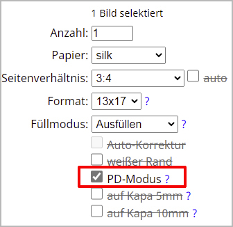 PD-Modus im Photocenter (Browser-Version)